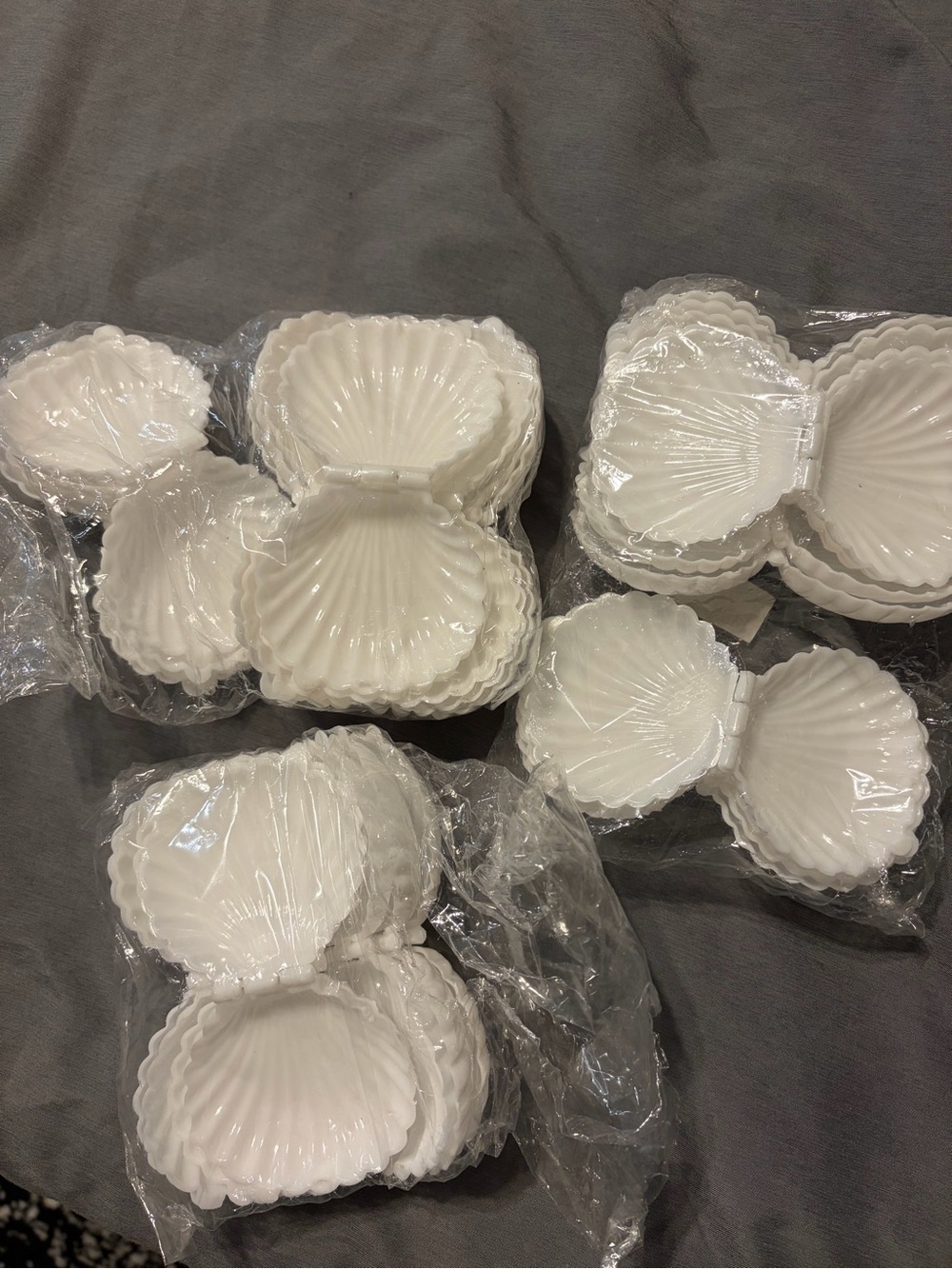 White Shell Clamshell Trinket Boxes - Set of Decorative Shell Containers